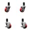 Service Caster 3'' Red Poly Wheel Swivel 1-5/8'' Expanding Stem Caster Set 2 Brakes, 4PK SCC-EX20S314-PPUB-RED-2-TLB-2-158 - alternate 1